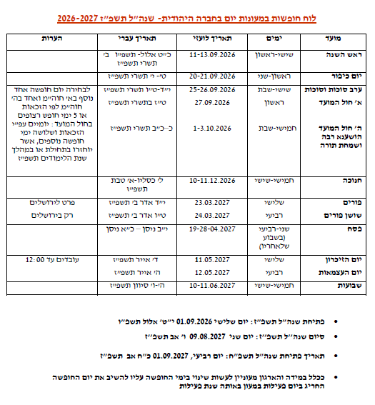 לוח חופשות